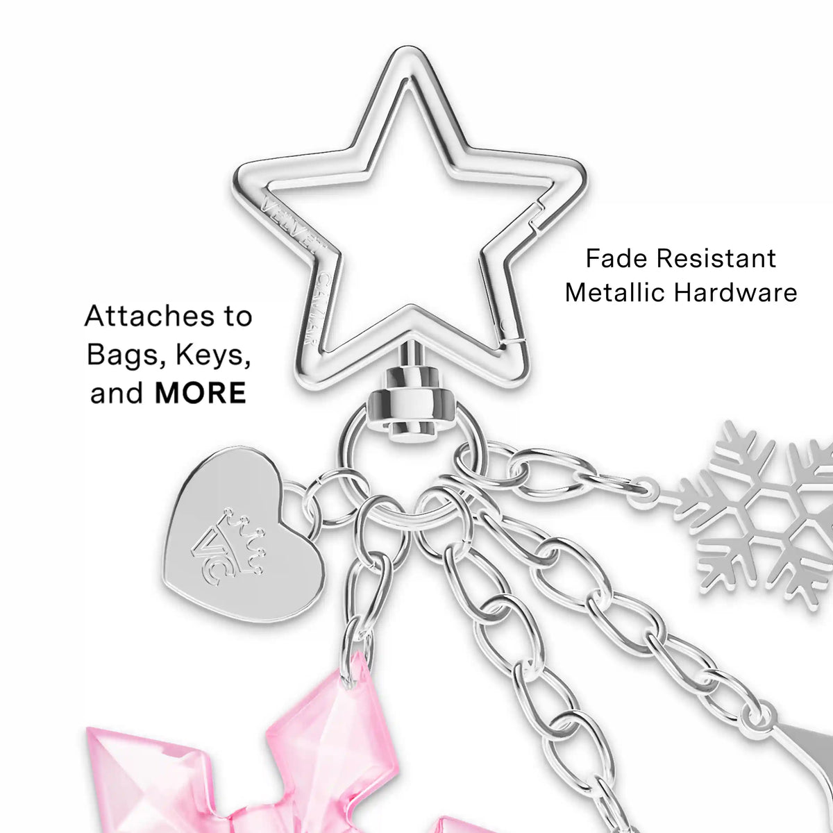 Pink Snowflake Bag Charm