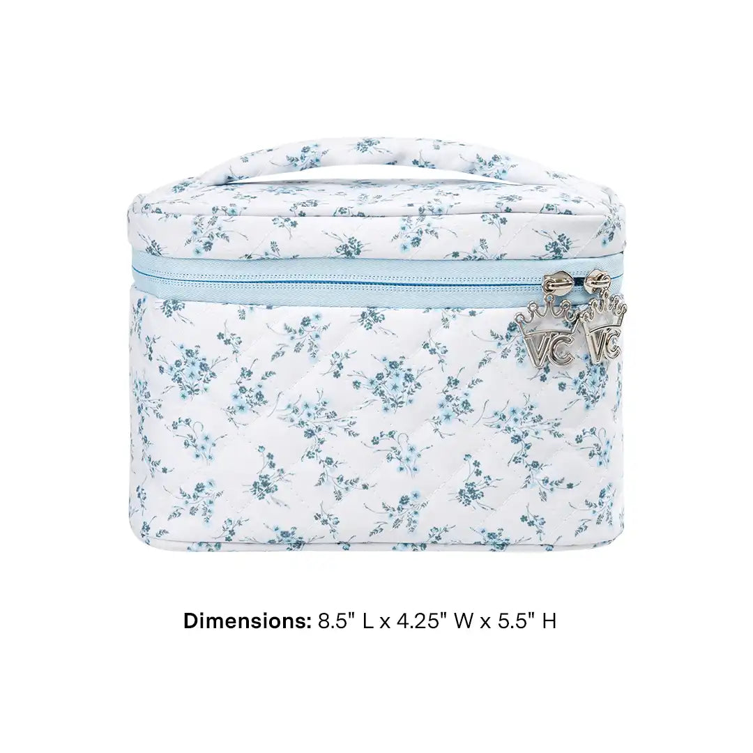 French Blue Floral Vanity Bag