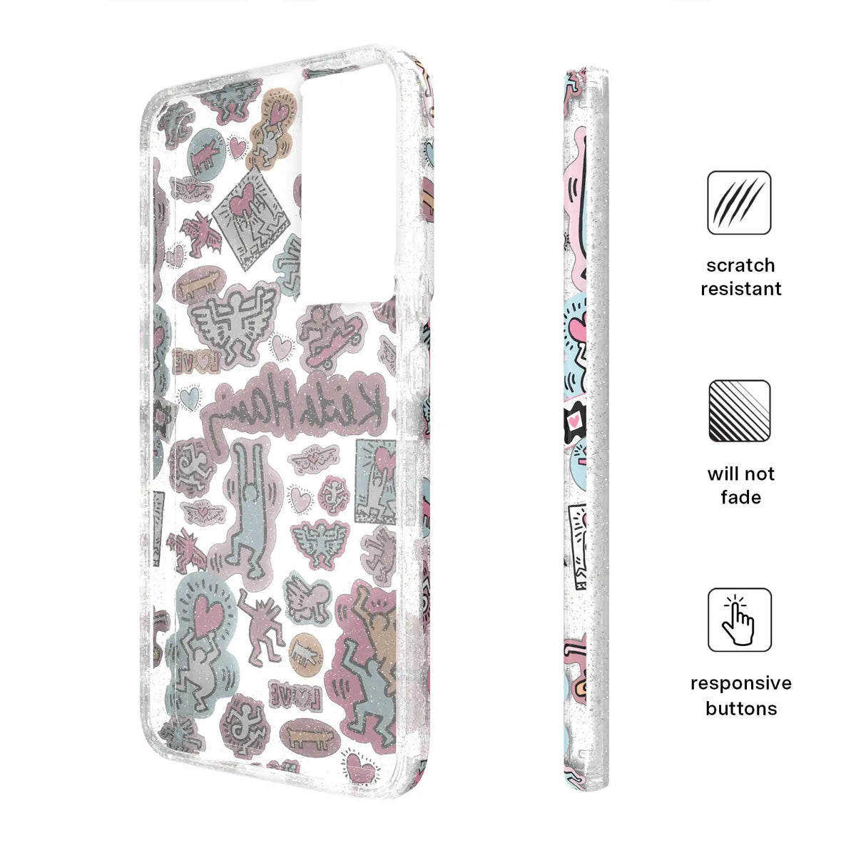 Keith Haring Pastel Glitter Samsung Case