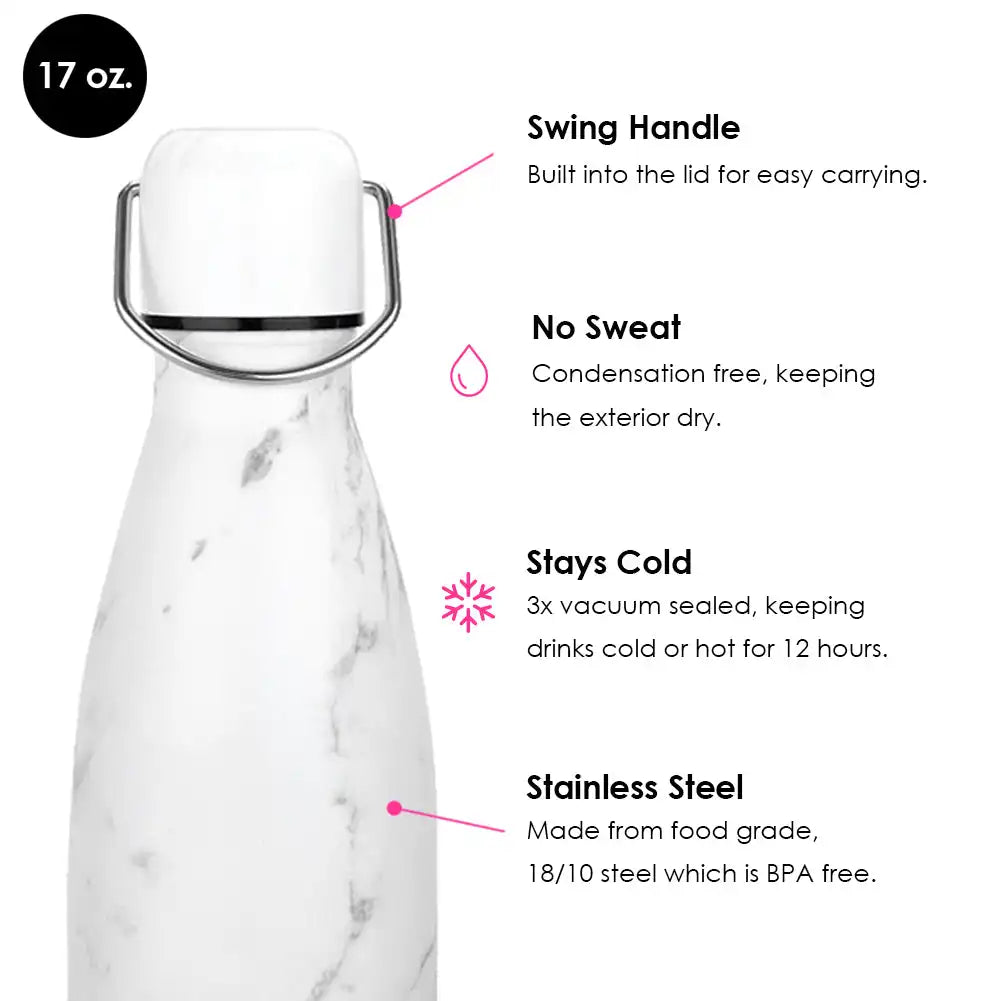 White Marble Water Bottle