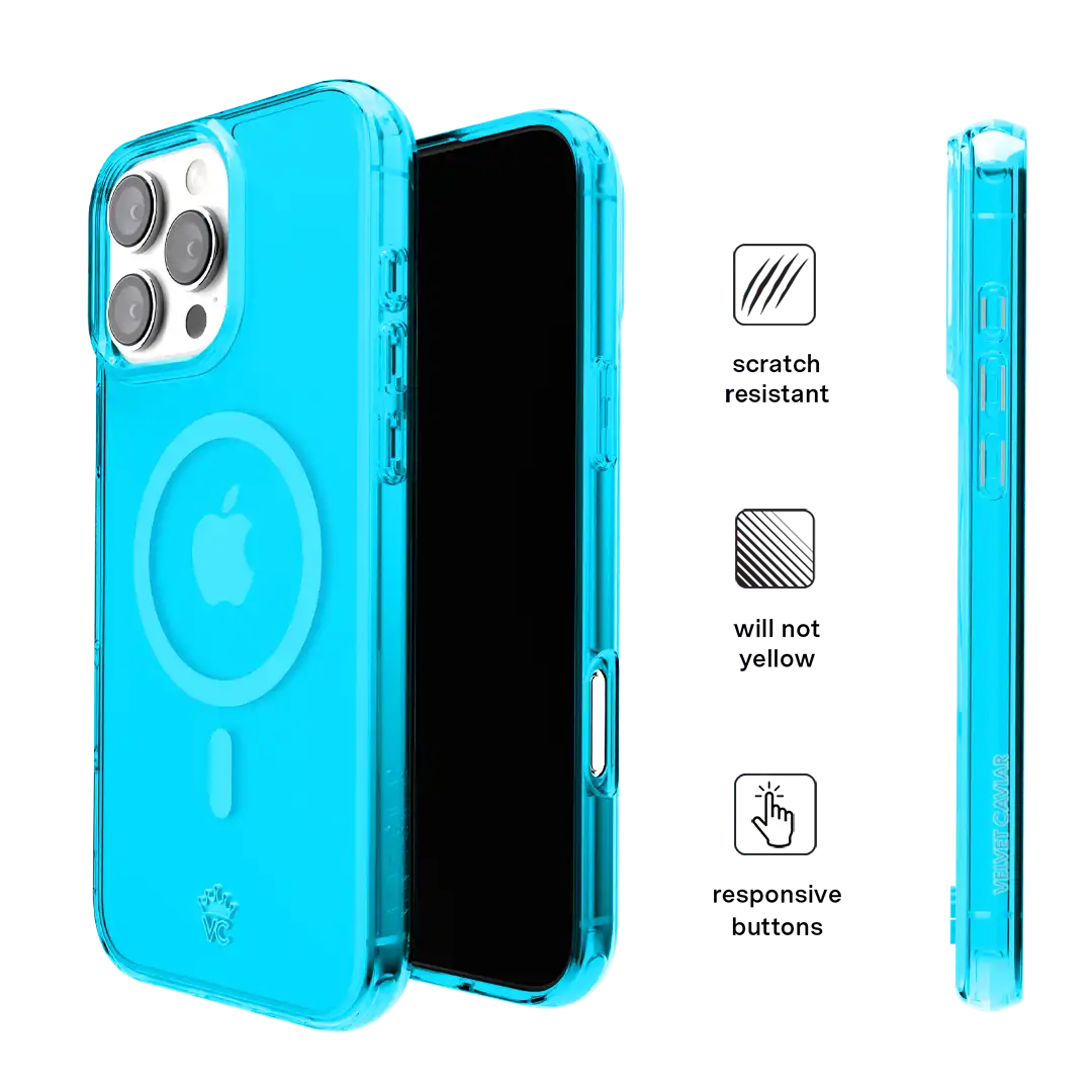 Neon Blue Clear iPhone Case