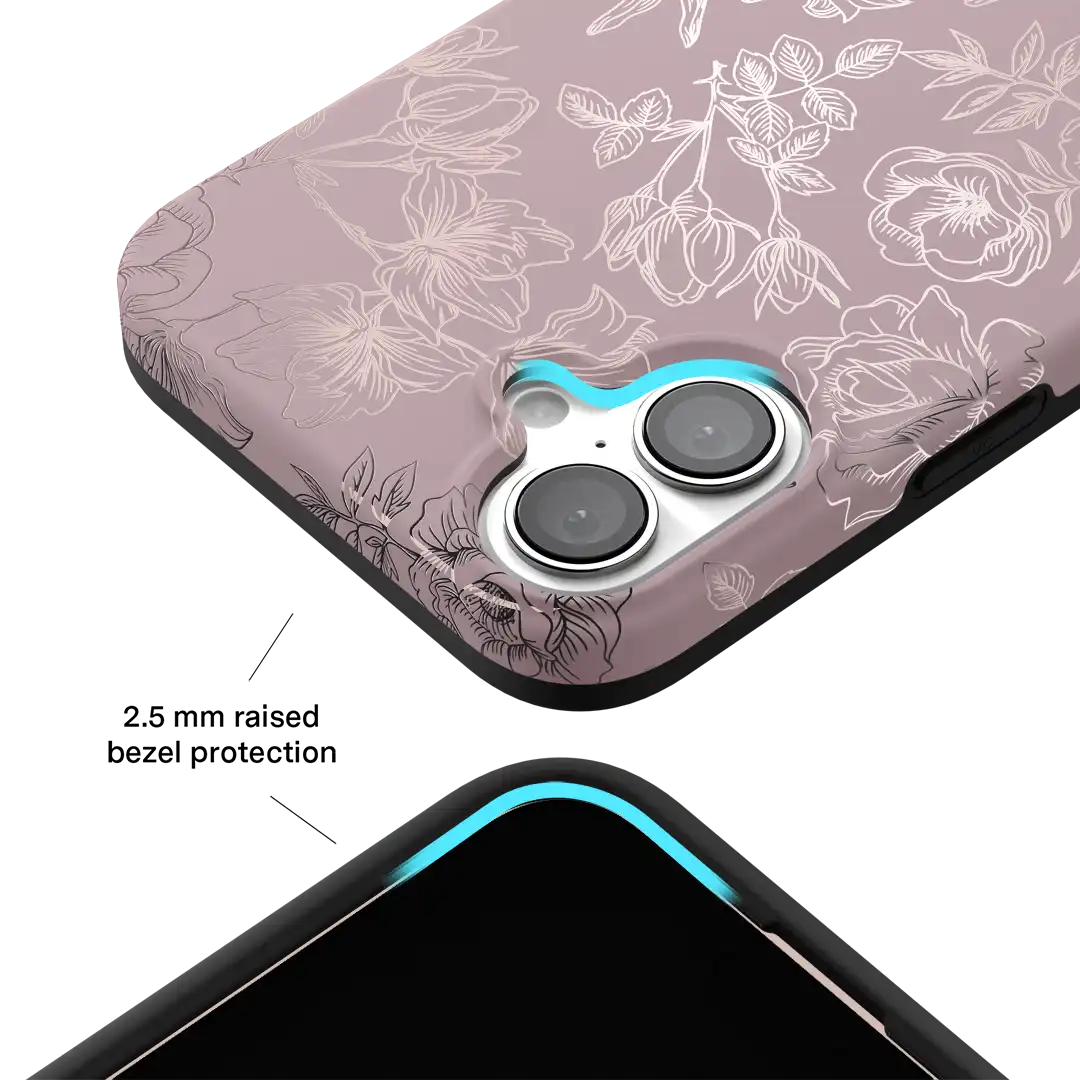 Dusty Rose Chrome Floral iPhone Case