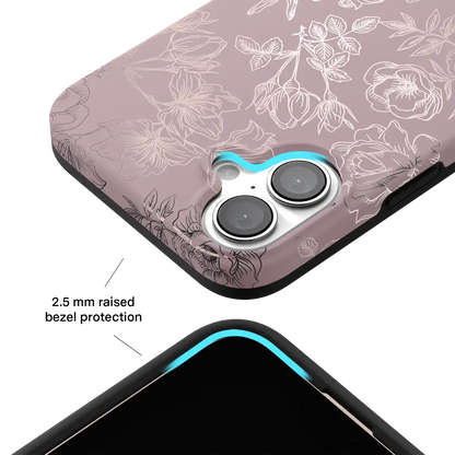Dusty Rose Chrome Floral iPhone Case