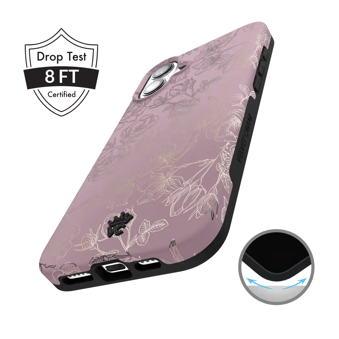 Dusty Rose Chrome Floral iPhone Case