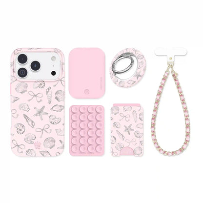 Pink Coastal Seashells iPhone Bundle Set