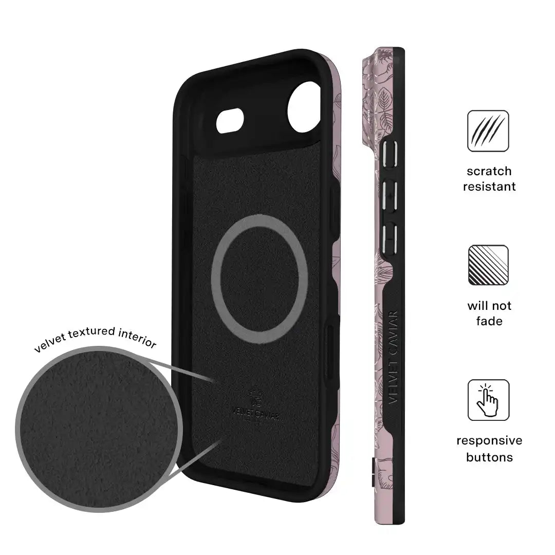 Dusty Rose Chrome Floral iPhone Case