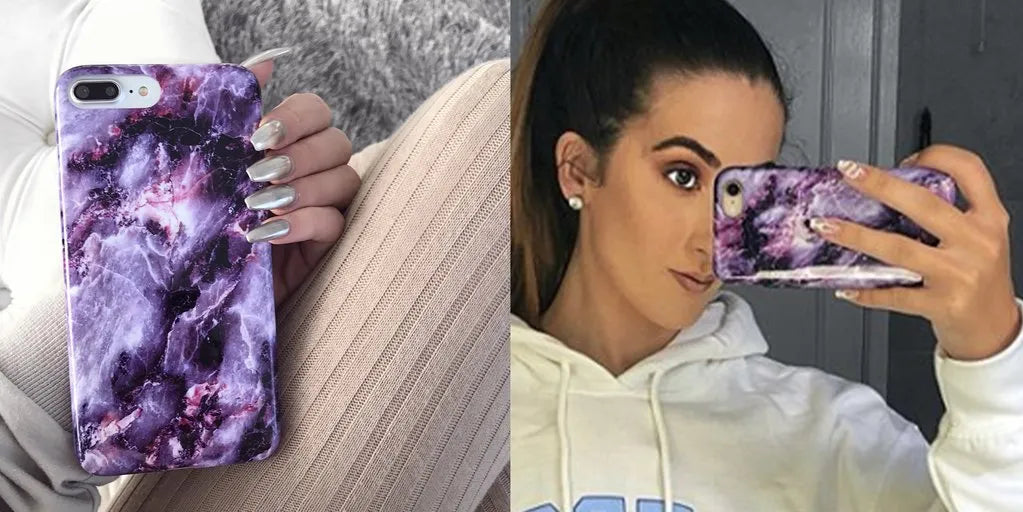 Purple Stone Marble iPhone Case