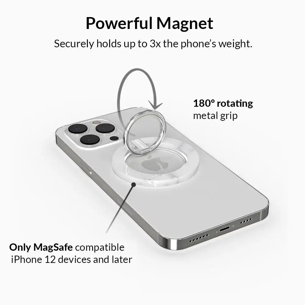 White Marble MagSafe Grip Ring