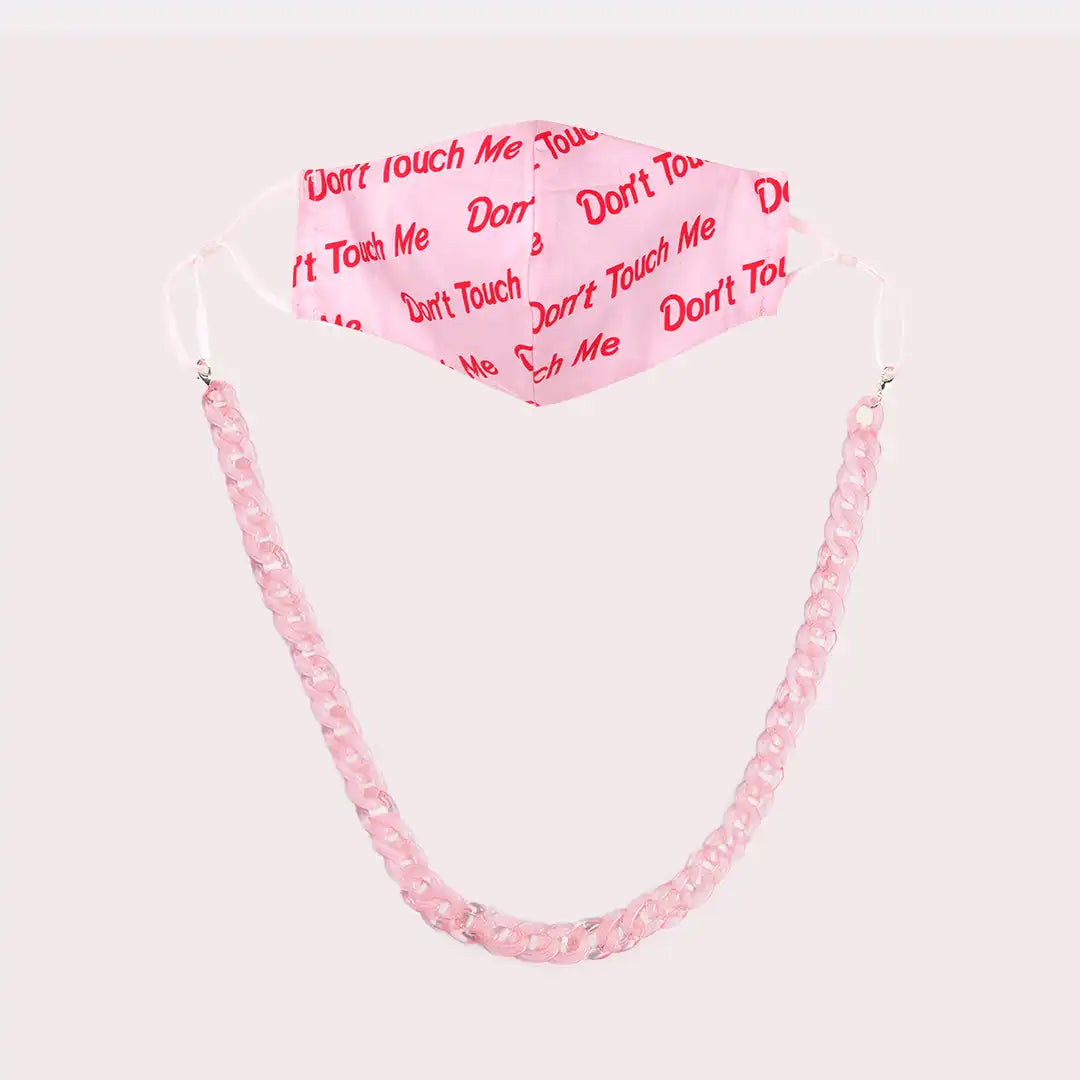 Mask Chain Necklace - 19mm Curb in Pink Quartz