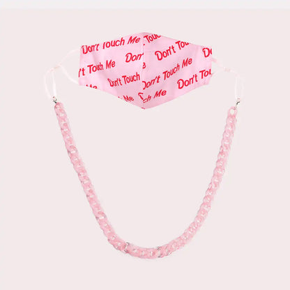 Mask Chain Necklace - 19mm Curb in Pink Quartz