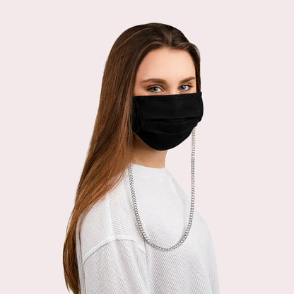 Mask Chain Necklace - 5mm Curb in Silver