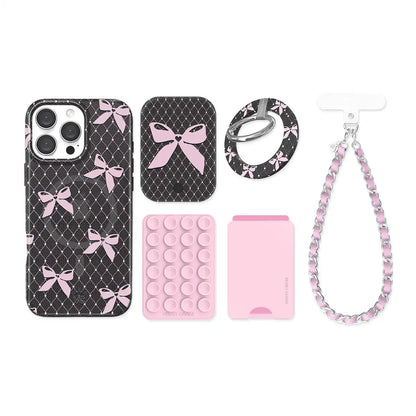 Lacy Pink Bows iPhone Bundle Set