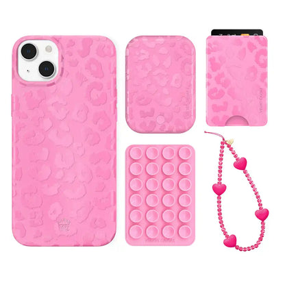 Hot Pink Leopard iPhone Bundle Set - Wallet