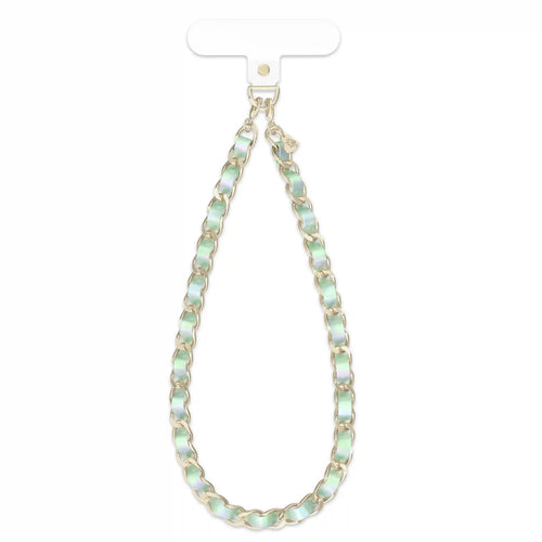 Teal Holo Leather Chain Phone Charm