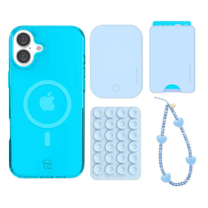 Neon Blue iPhone Bundle Set - Wallet