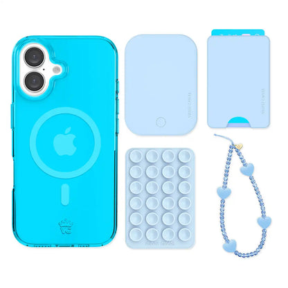 Neon Blue iPhone Bundle Set - Wallet