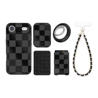 Noir Vibe Checkered iPhone Bundle Set