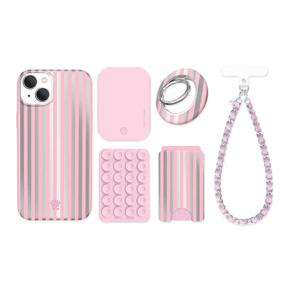 Pink Chrome Stripes iPhone Bundle Set