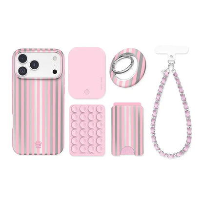 Pink Chrome Stripes iPhone Bundle Set