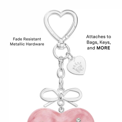 Pink Crystal Heart Bag Charm