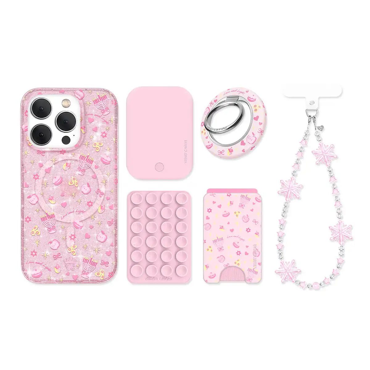 Pink Hanukkah Glitter iPhone Bundle