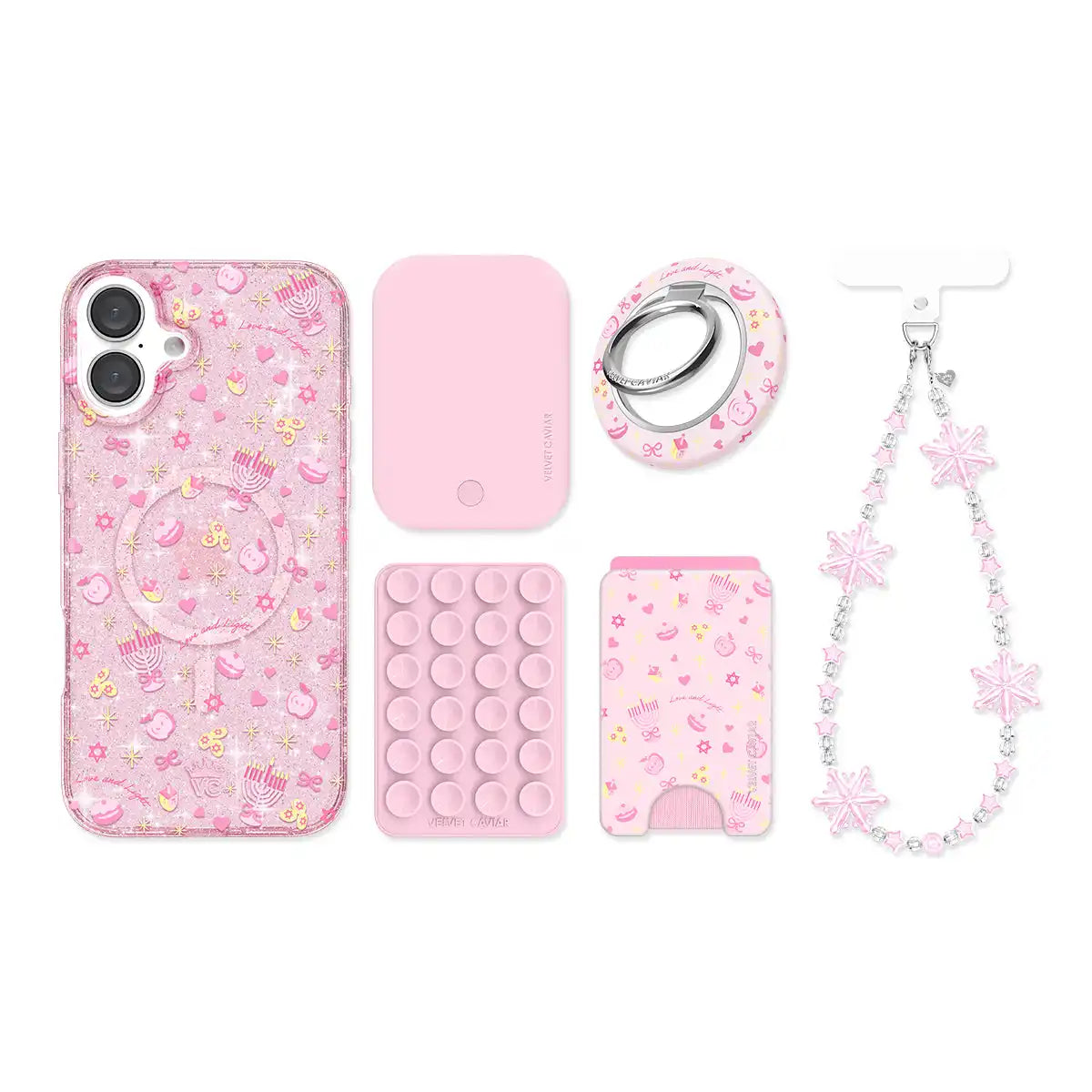 Pink Hanukkah Glitter iPhone Bundle
