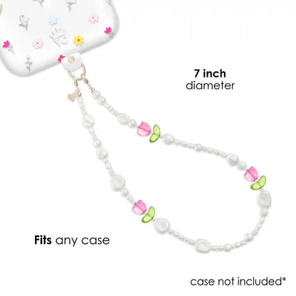 Tulip Pearl Chain Phone Charm