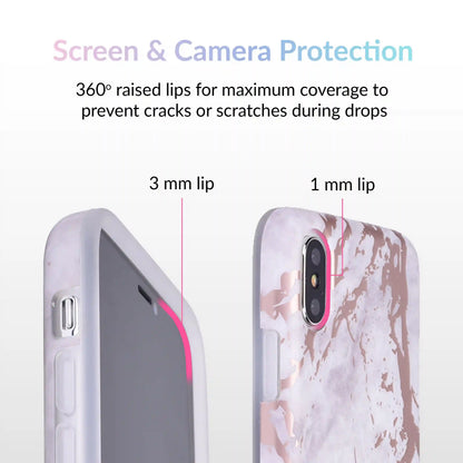 White Marble Rose Gold Chrome iPhone Case