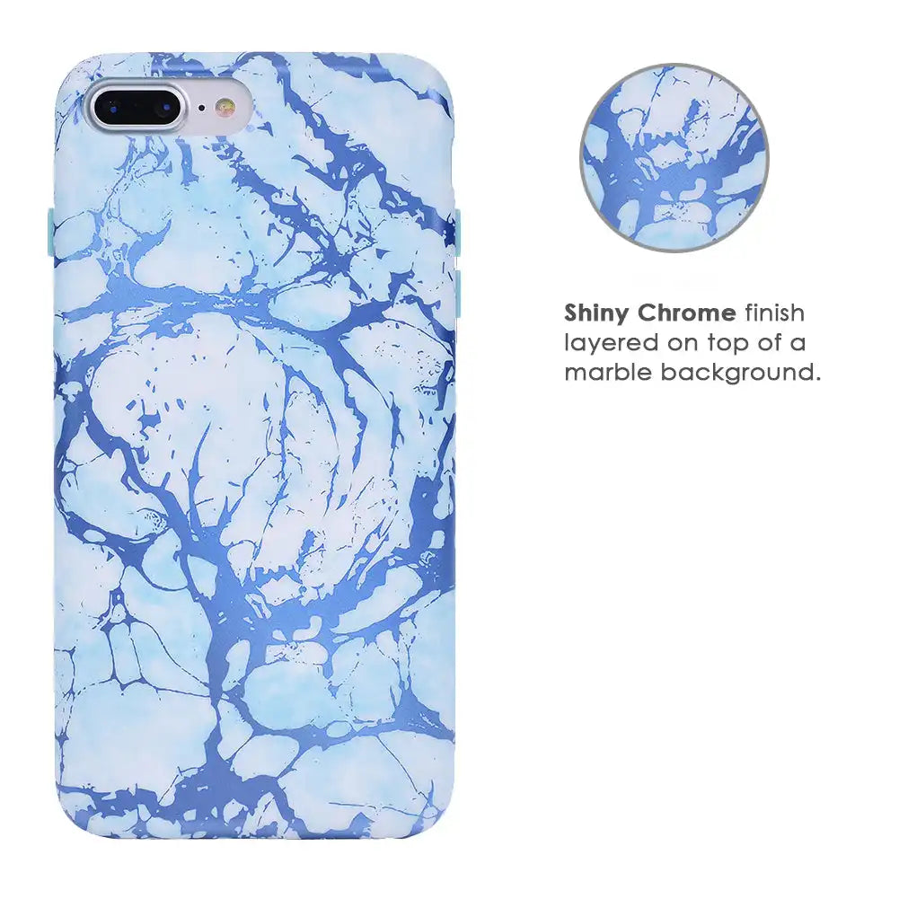 Ocean Blue Chrome Marble iPhone Case