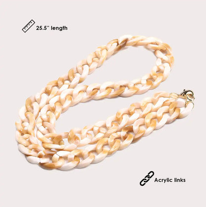 Mask Chain Necklace - 19mm Curb in Bone