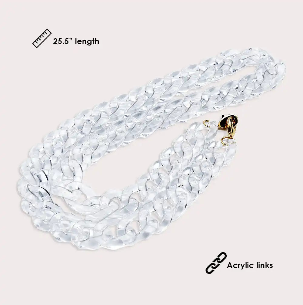 Mask Chain Necklace - 19mm Curb in Clear Lucite
