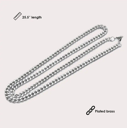 Mask Chain Necklace - 5mm Curb in Silver