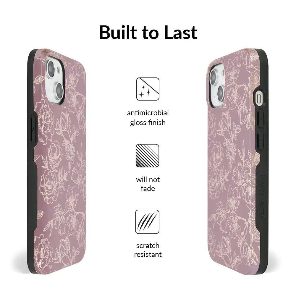 Dusty Rose Chrome Floral iPhone Case