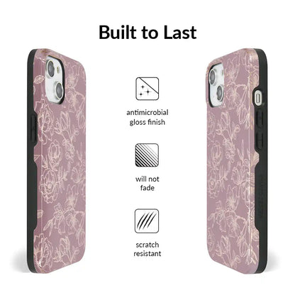 Dusty Rose Chrome Floral iPhone Case
