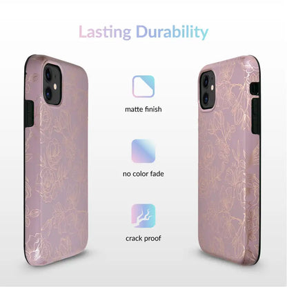 Dusty Rose Chrome Floral iPhone Case