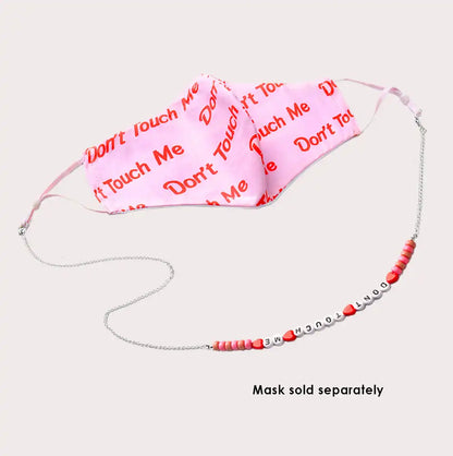 Mask Chain Necklace - 3mm Dont Touch Me Beads in Silver