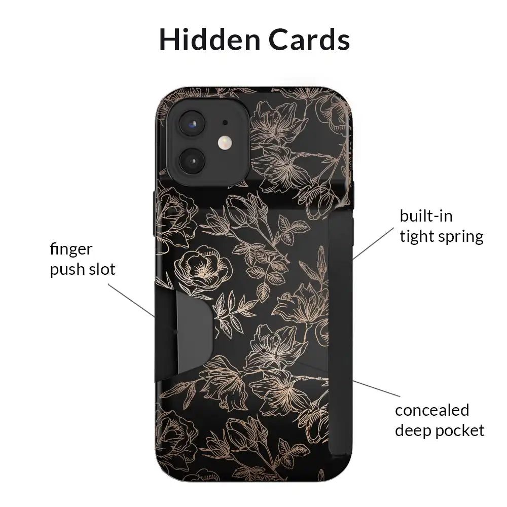 Floral Rose Gold iPhone Wallet Case