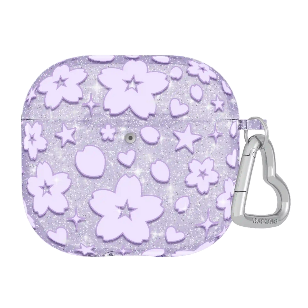 Lavender Cherry Blossom Glitter AirPod Case