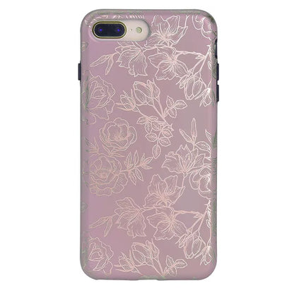 Dusty Rose Chrome Floral iPhone Case