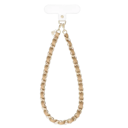 Nude Leather Chain Phone Charm