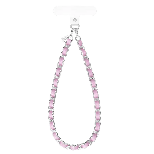 Pink Leather Chain Phone Charm