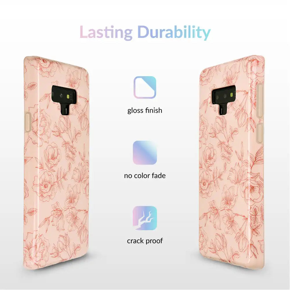 Nude Red Chrome Floral Samsung Galaxy Case