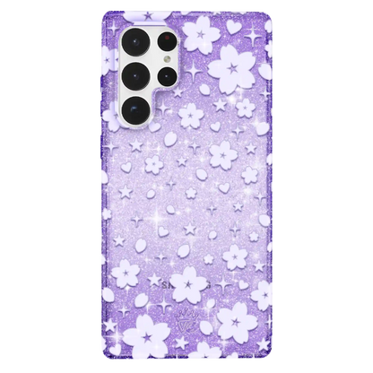 Lavender Cherry Blossom Glitter Samsung Case