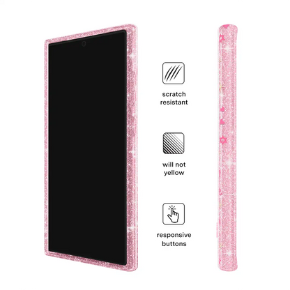 Pink Hanukkah Glitter Samsung Case