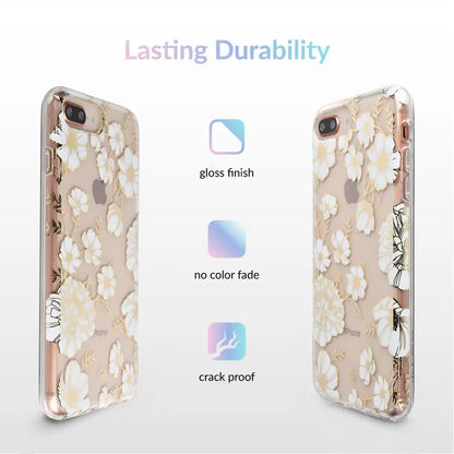 White and Gold Floral Clear iPhone Case